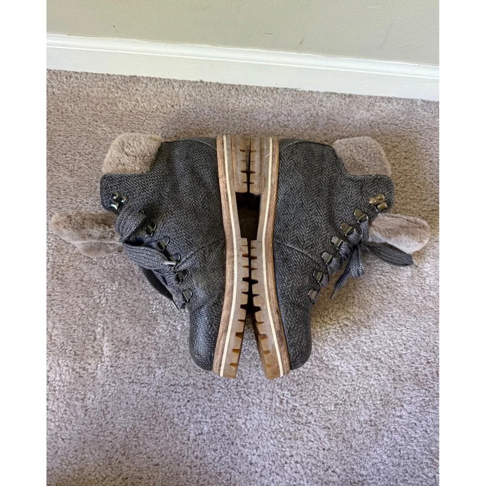 AGL Attilio Giusti Leombruni Boots‎ Grey Herringbone Shearling Lined 8